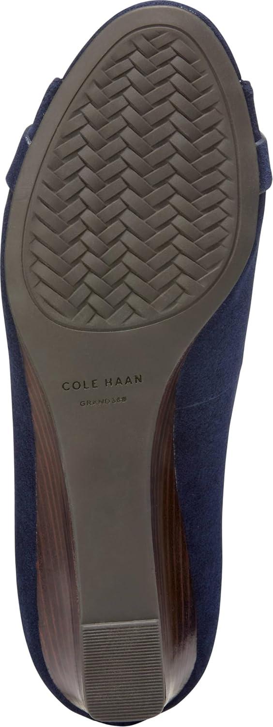 image:imageCole Haan Womens Goto Malta Peep Toe Bow WedgeMidnight Moon SuedeRaven