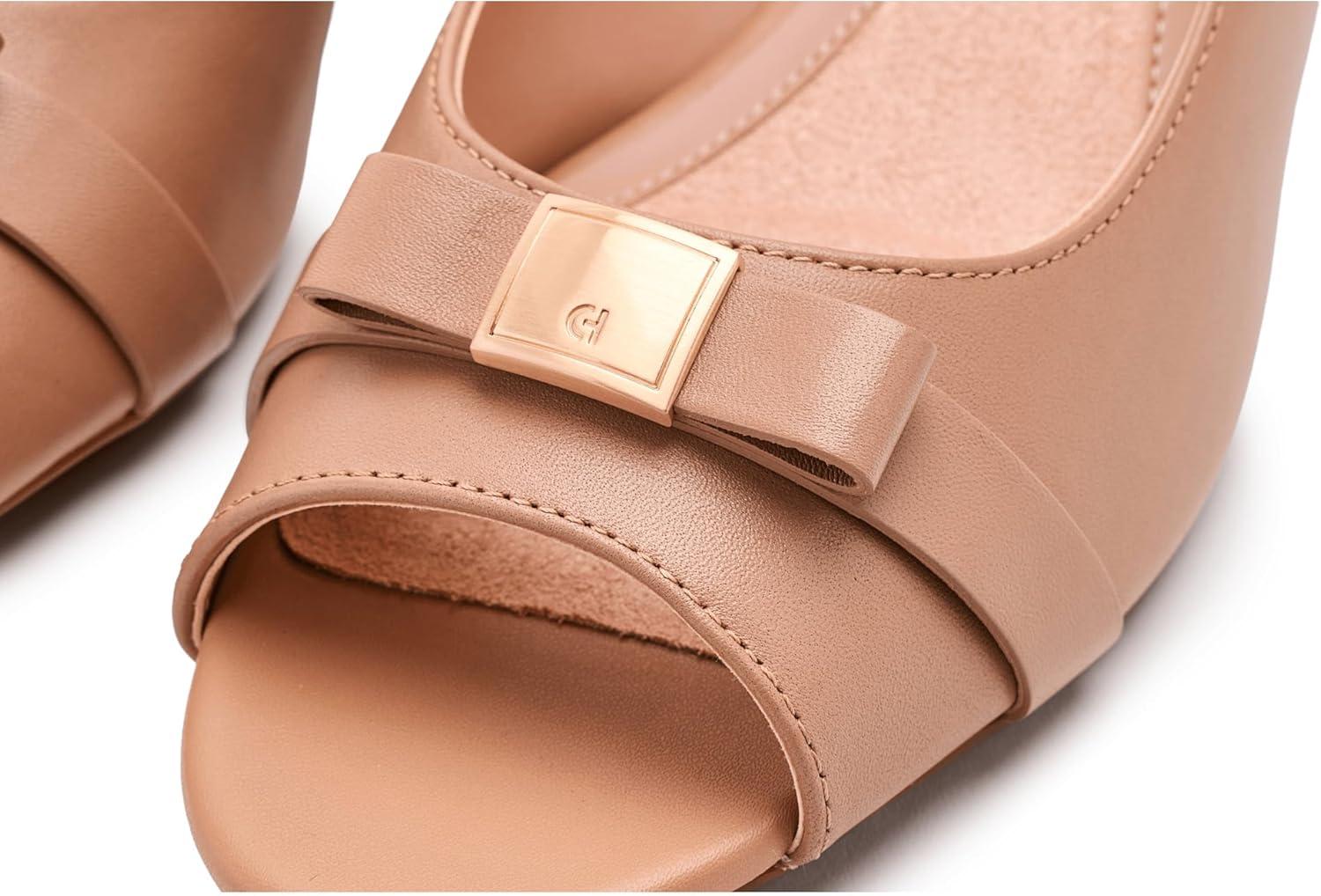 image:imageCole Haan Womens Goto Malta Peep Toe Bow WedgeTuscan Sand Leather
