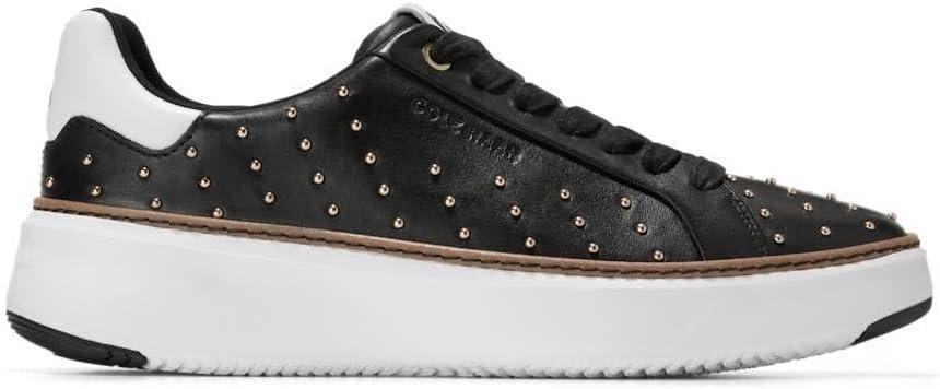 image:imageCole Haan Womens Grandpro Topspin SneakersBlack LeatherGold Studs
