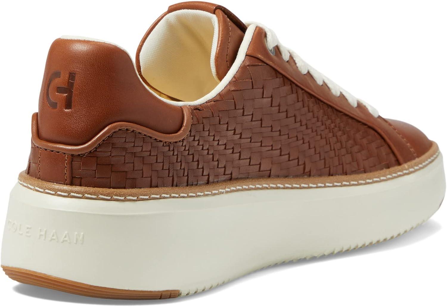 image:imageCole Haan Womens Grandpro Topspin SneakersBritish Tan Woven LeatherOptic White