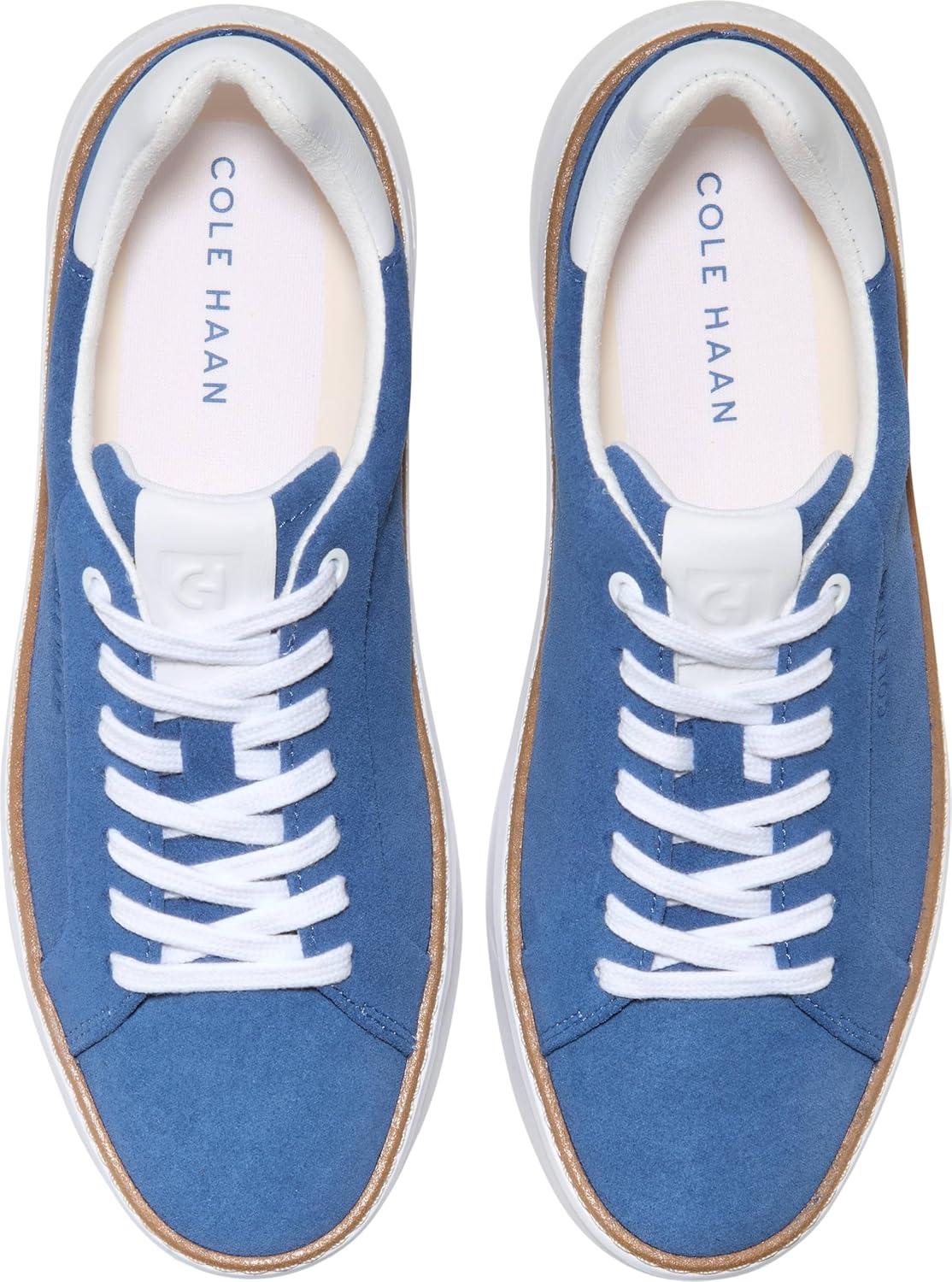 image:imageCole Haan Womens Grandpro Topspin SneakersDutch Blue SuedeOptic White