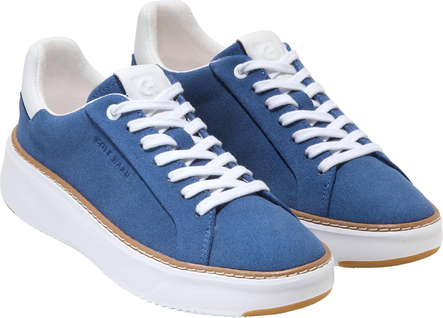 image:imageCole Haan Womens Grandpro Topspin SneakersDutch Blue SuedeOptic White