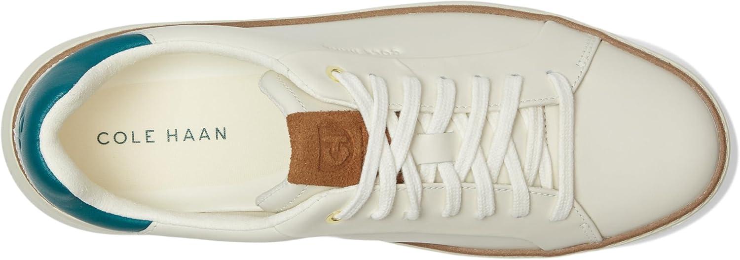 image:imageCole Haan Womens Grandpro Topspin SneakersIvory LeatherTealTobacco Suede