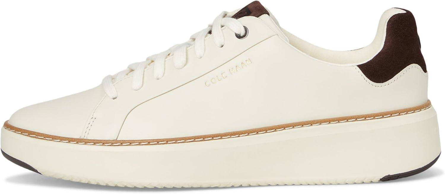 image:imageCole Haan Womens Grandpro Topspin SneakersIvoryDark Chocolate Suede