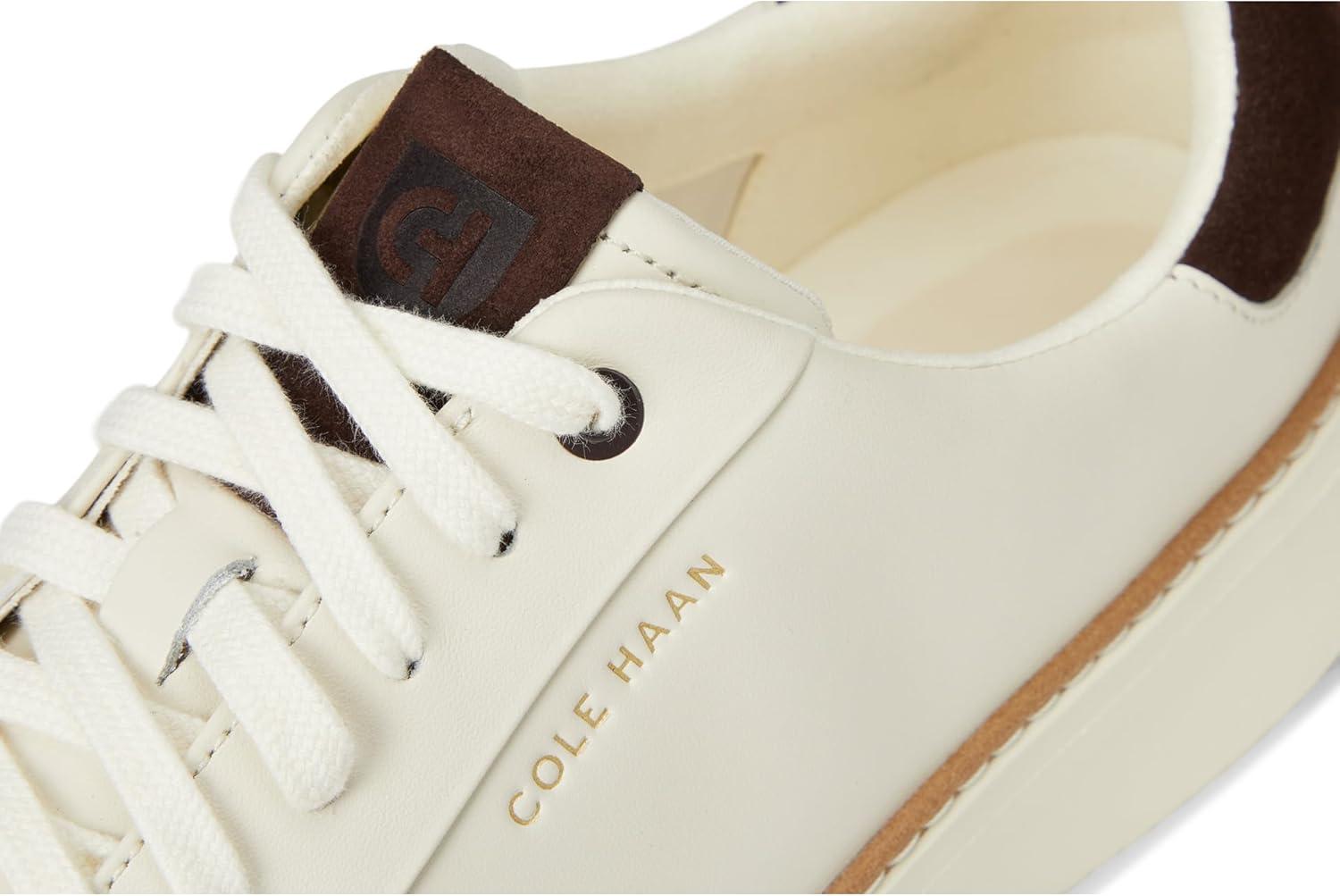 image:imageCole Haan Womens Grandpro Topspin SneakersIvoryDark Chocolate Suede
