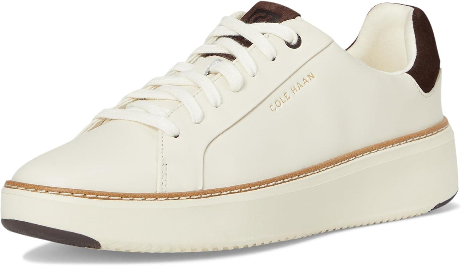 image:imageCole Haan Womens Grandpro Topspin SneakersIvoryDark Chocolate Suede