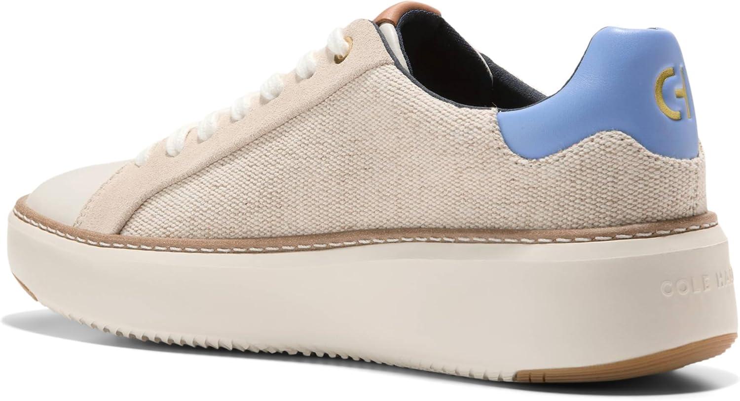 image:imageCole Haan Womens Grandpro Topspin SneakersNatural CanvasIvoryVista Blue