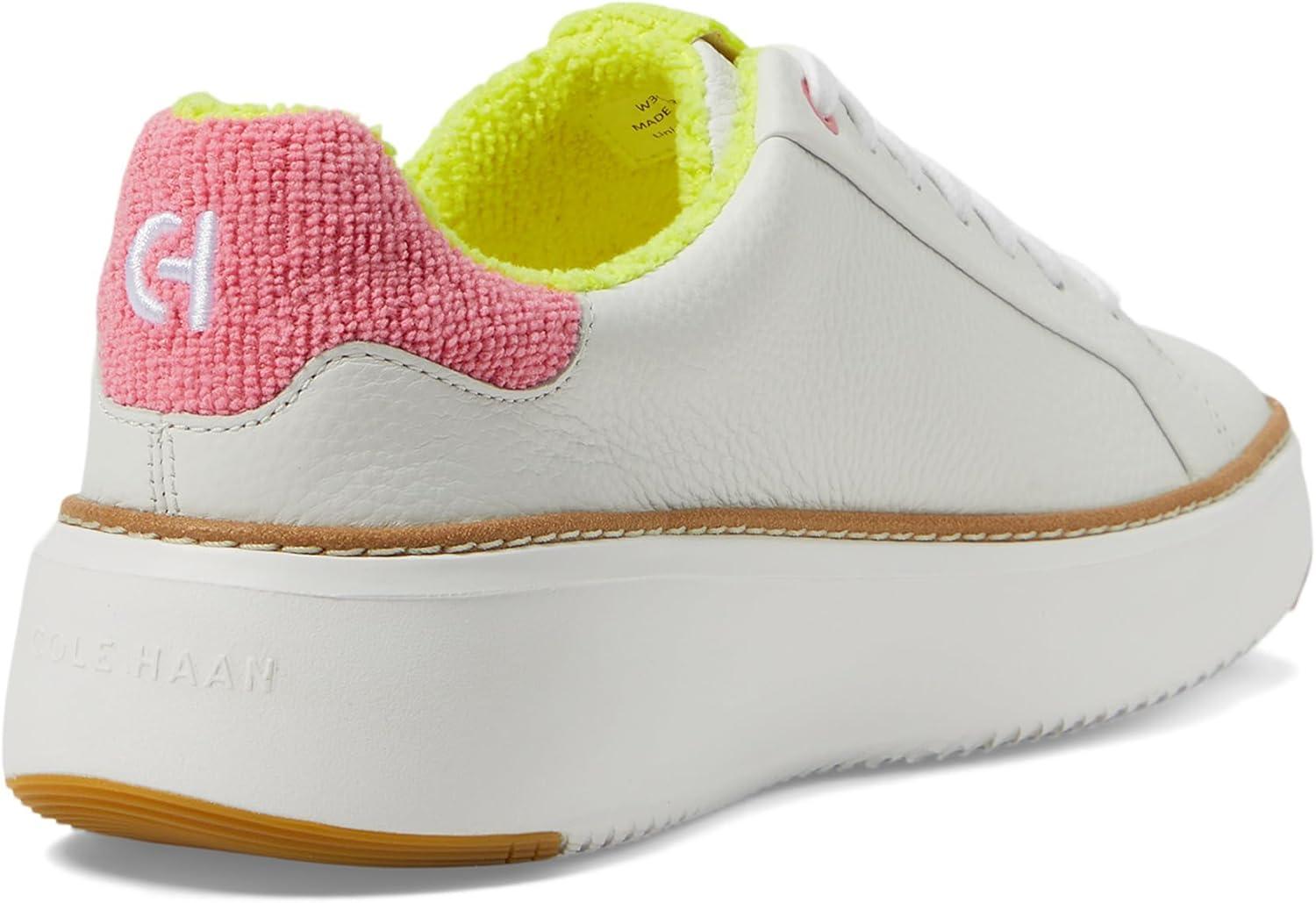 image:imageCole Haan Womens Grandpro Topspin SneakersOptic White Tumbled LeatherCamelia Rose Terry