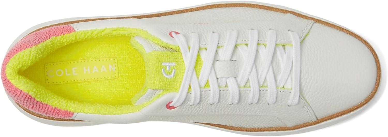 image:imageCole Haan Womens Grandpro Topspin SneakersOptic White Tumbled LeatherCamelia Rose Terry