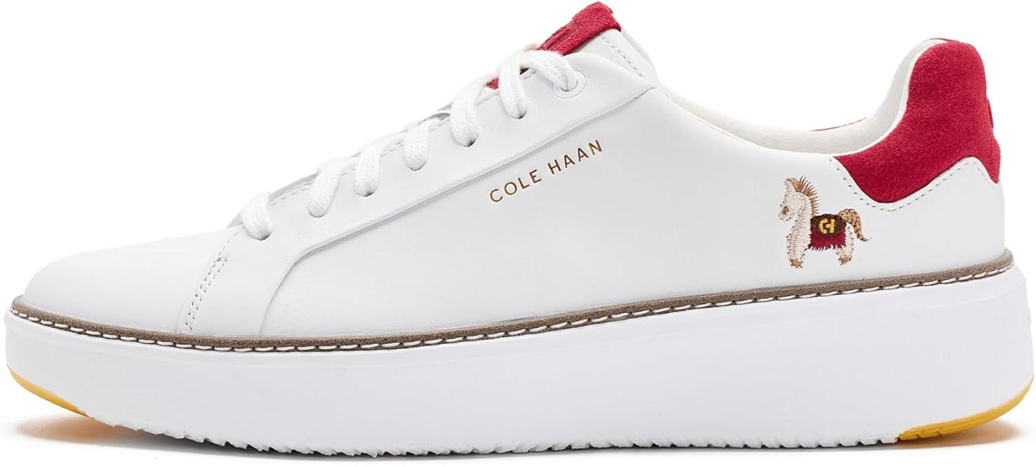 image:imageCole Haan Womens Grandpro Topspin SneakersWhiteRio Red Suede