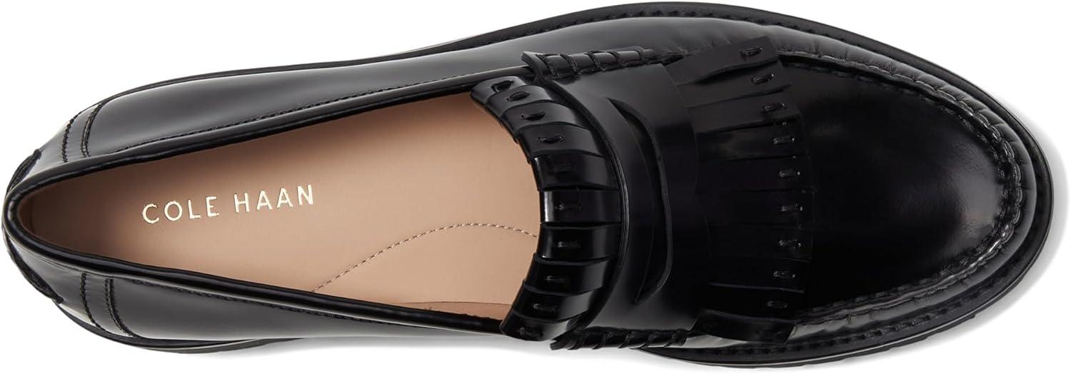 image:imageCole Haan Womens Treena Lug Kiltie Loafers FlatBlack Box Leather