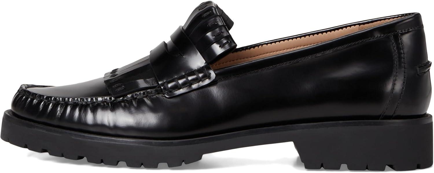 image:imageCole Haan Womens Treena Lug Kiltie Loafers FlatBlack Box Leather