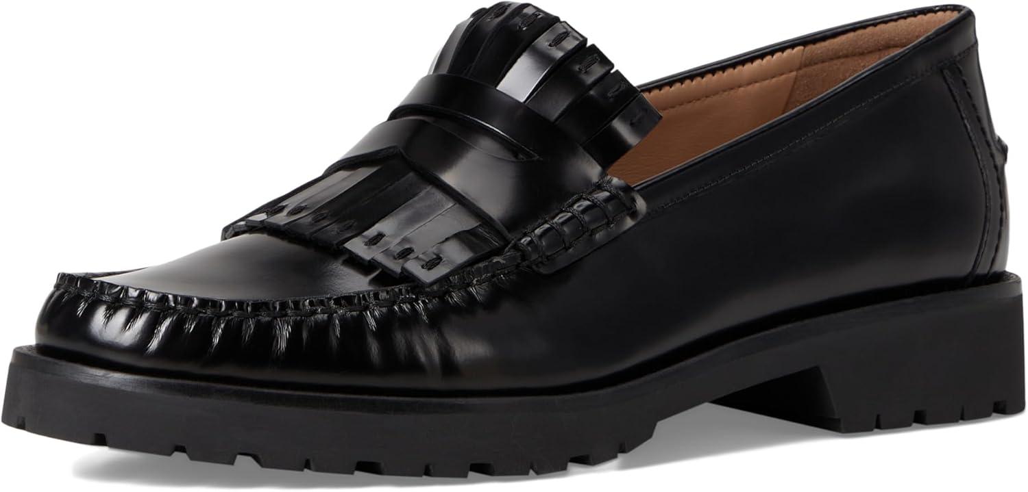 image:imageCole Haan Womens Treena Lug Kiltie Loafers FlatBlack Box Leather