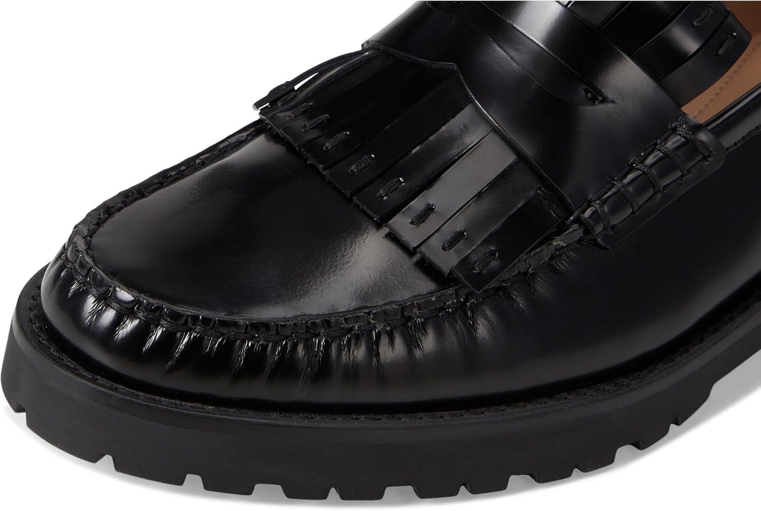 image:imageCole Haan Womens Treena Lug Kiltie Loafers FlatBlack Box Leather