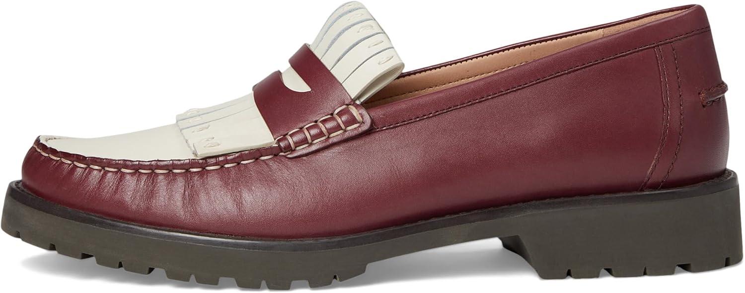 image:imageCole Haan Womens Treena Lug Kiltie Loafers FlatBlack Garnet Leather