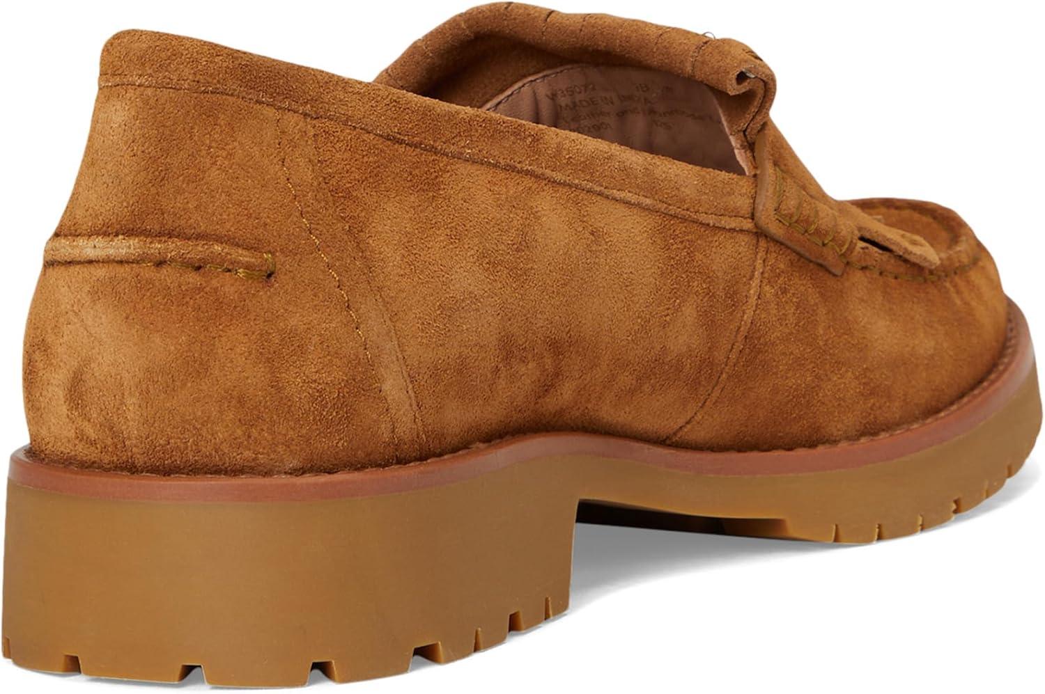 image:imageCole Haan Womens Treena Lug Kiltie Loafers FlatGolden Honey Cow Suede