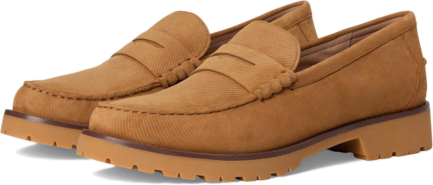 image:imageCole Haan Womens Treena Lug Loafers FlatGolden Honey Corduroy Suede