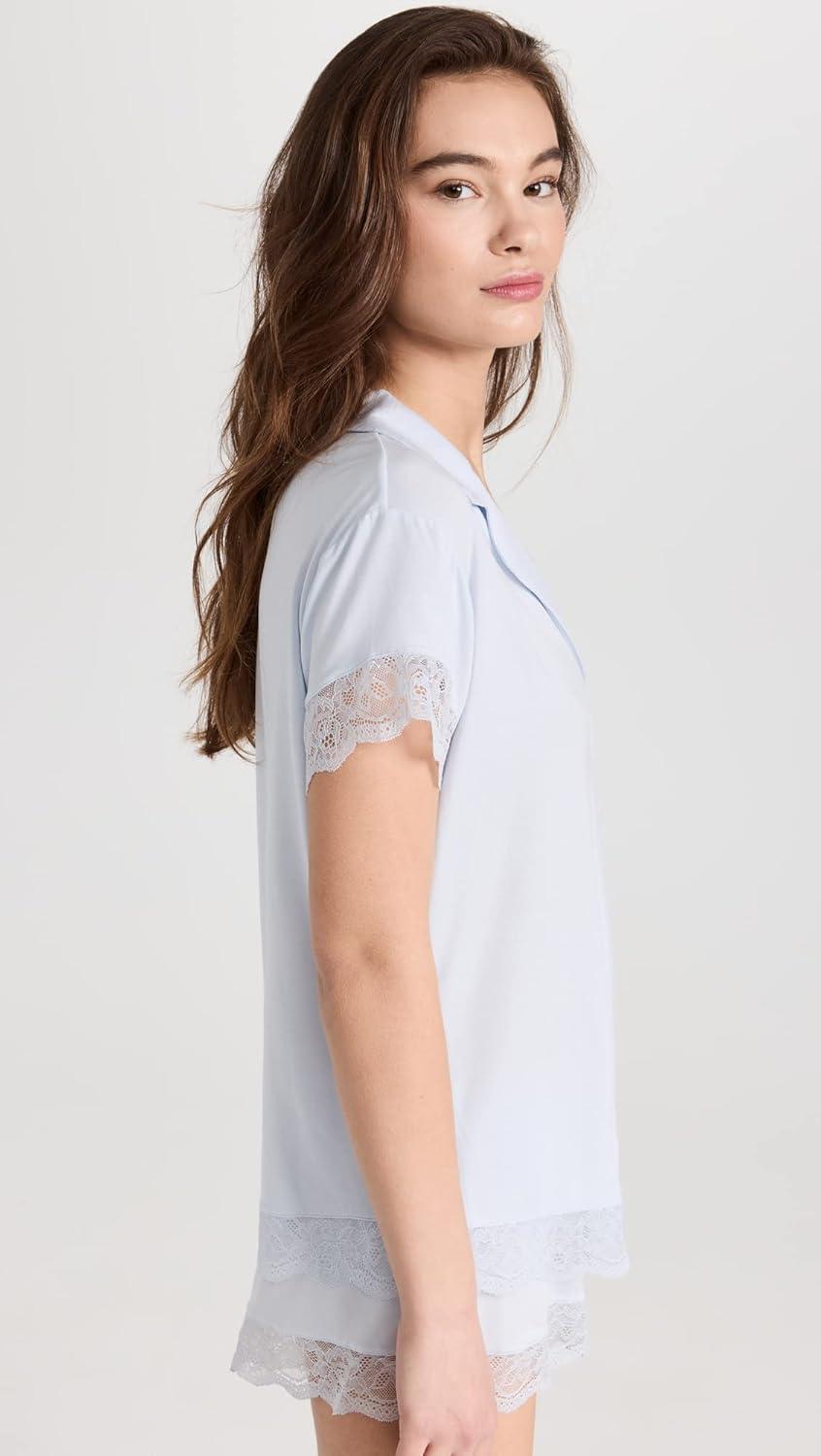 image:imageEberjey Womens Malou Lace Shorts Pajama SetIce Blue