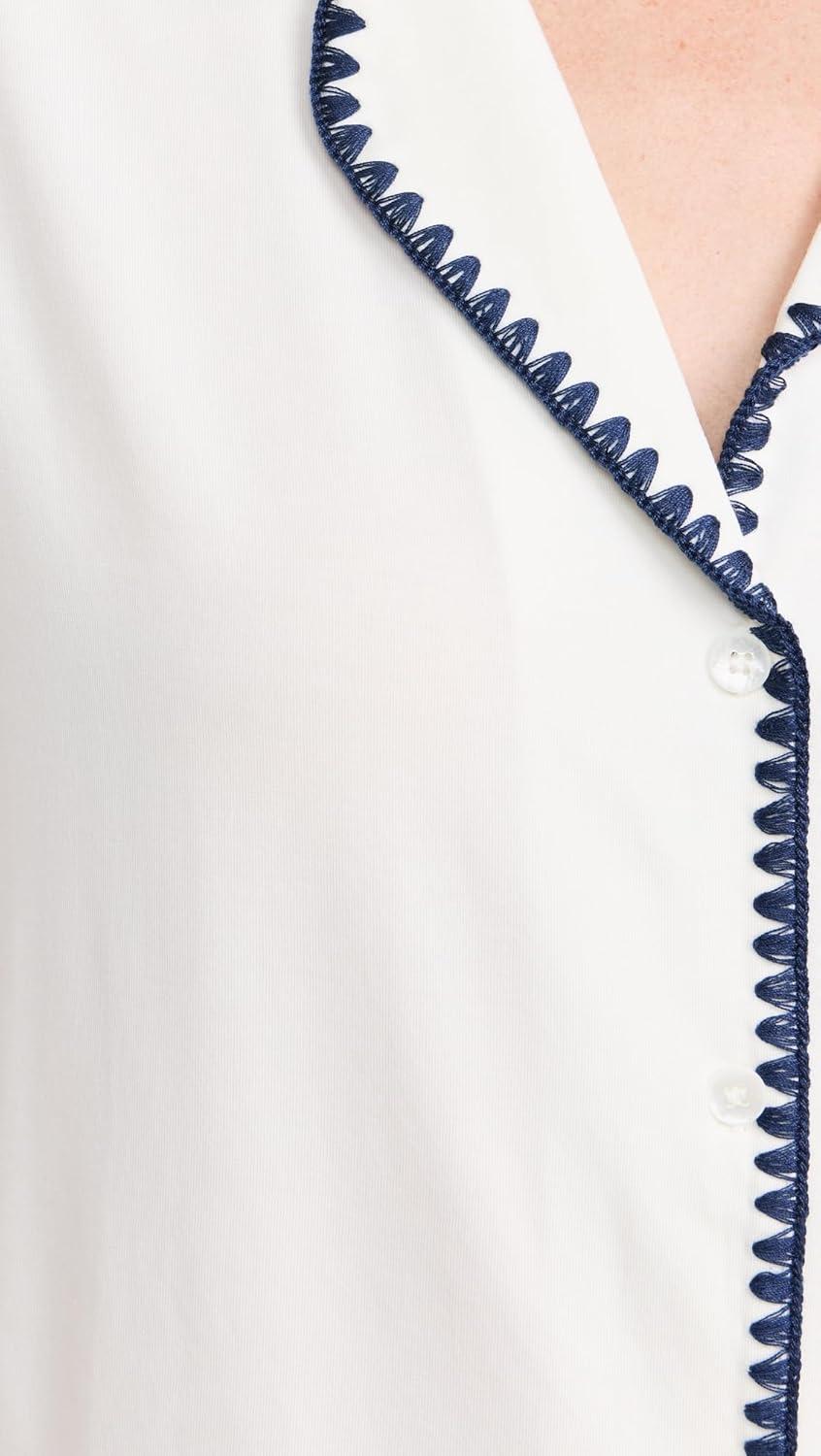image:imageEberjey Womens The Frida Whip Stitch Short Pajama SetIvoryNavy