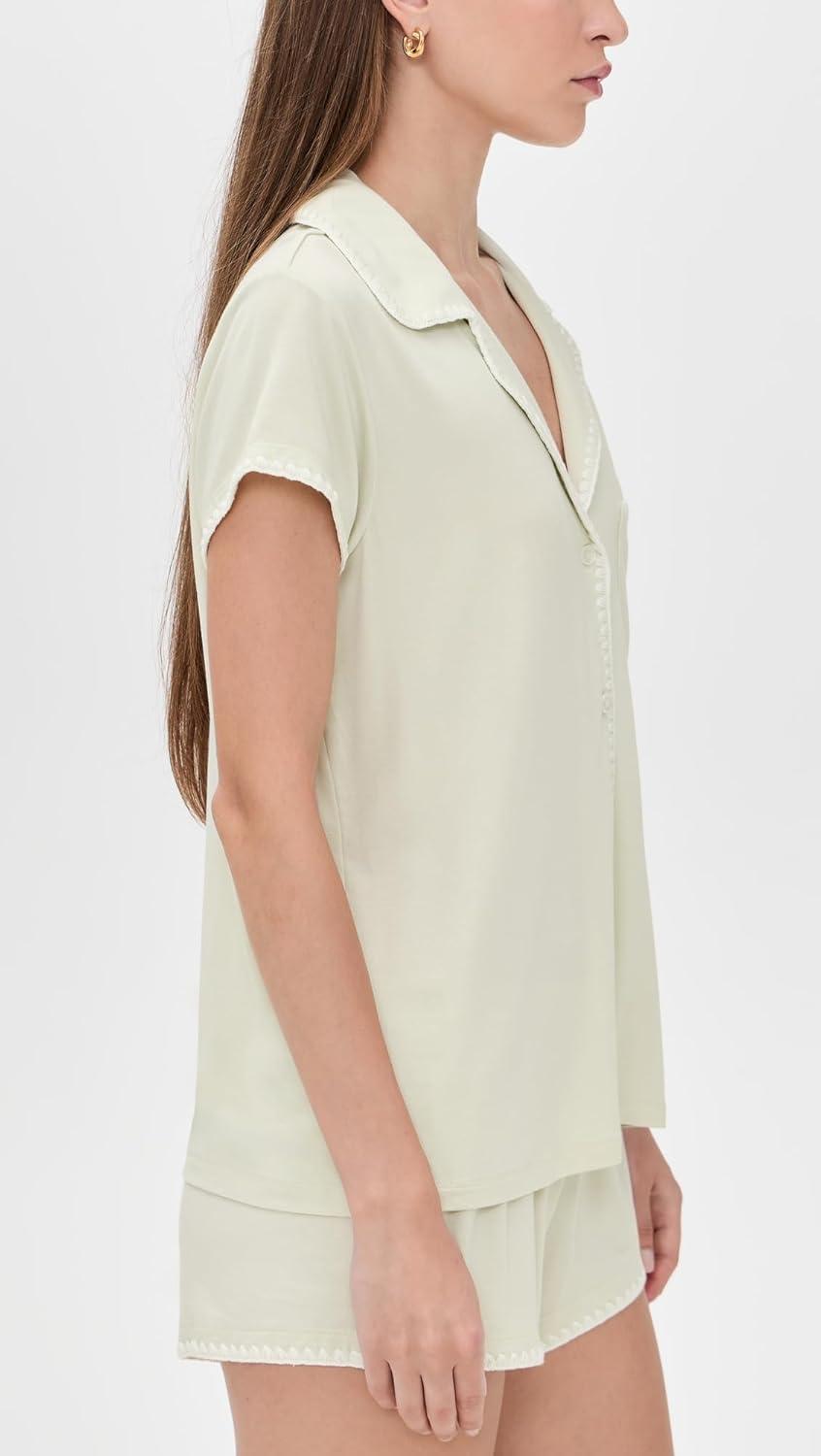 image:imageEberjey Womens The Frida Whip Stitch Short Pajama SetMint CreamIvory