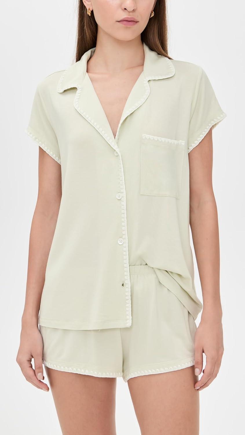 image:imageEberjey Womens The Frida Whip Stitch Short Pajama SetMint CreamIvory