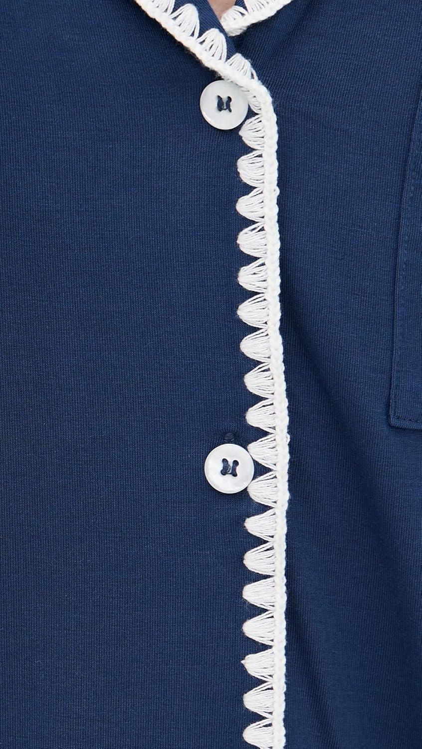 image:imageEberjey Womens The Frida Whip Stitch Short Pajama SetNavyIvory
