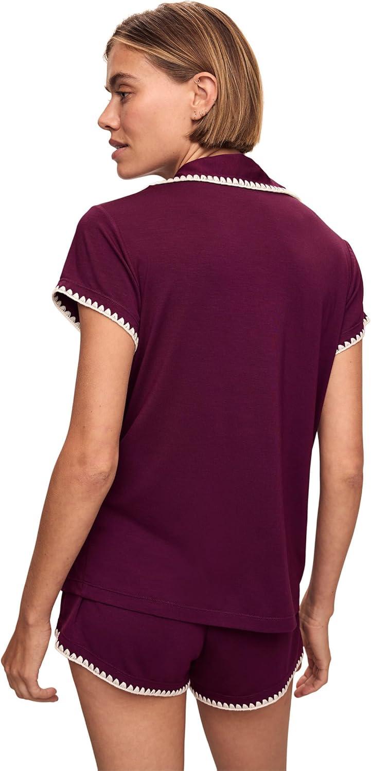 image:imageEberjey Womens The Frida Whip Stitch Short Pajama SetPlumIvory