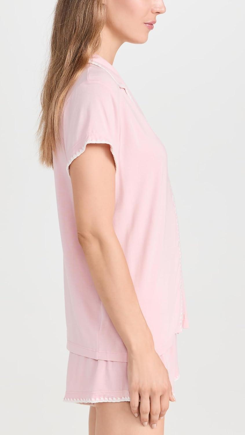 image:imageEberjey Womens The Frida Whip Stitch Short Pajama SetSilver PinkIvory