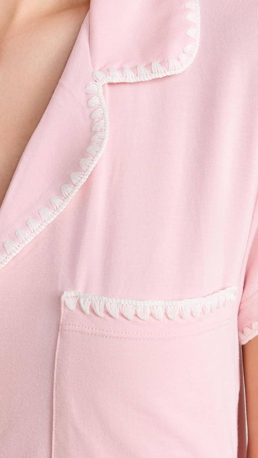 image:imageEberjey Womens The Frida Whip Stitch Short Pajama SetSilver PinkIvory