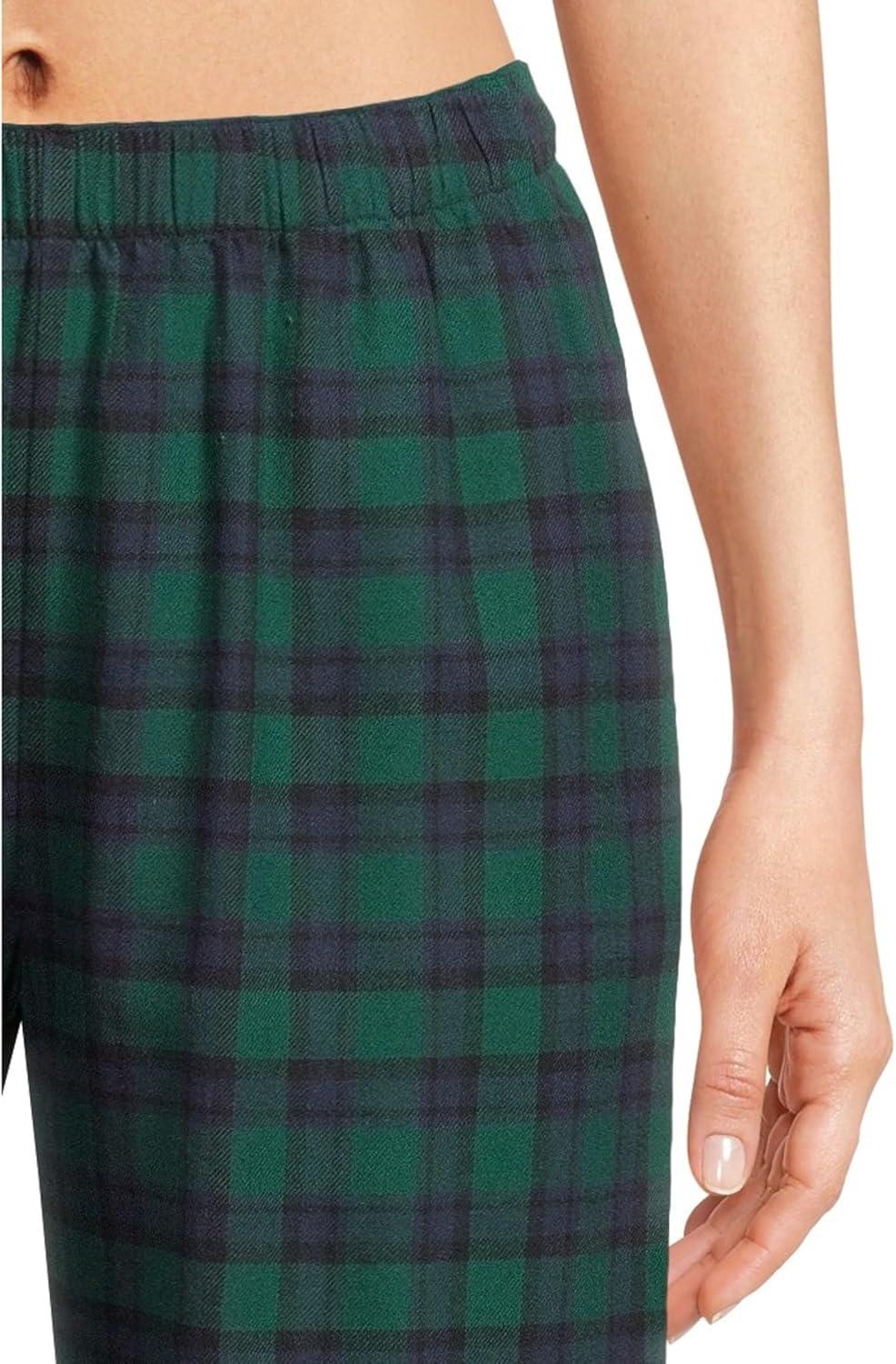 image:imageEberjey womens Flannel Long Pj SetBlack Watch Tartan RainforestNa