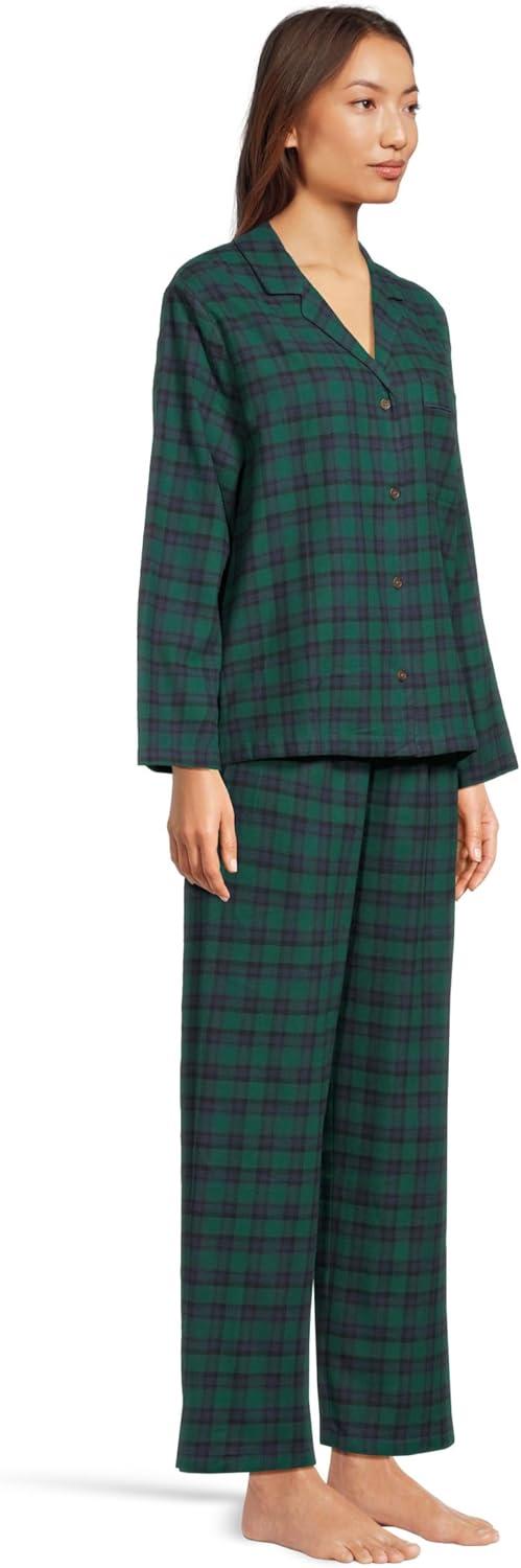 image:imageEberjey womens Flannel Long Pj SetBlack Watch Tartan RainforestNa