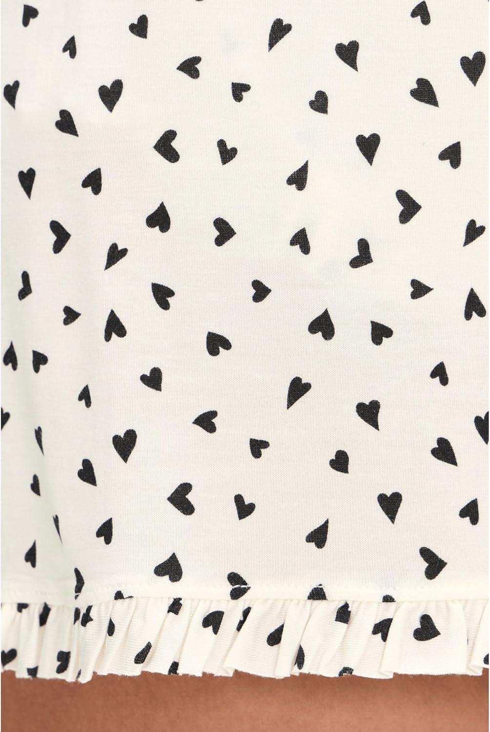 image:imageEberjey womens Gisele Printed the Ruffle Cami amp Shorts SetHeart to HeartBlack 1