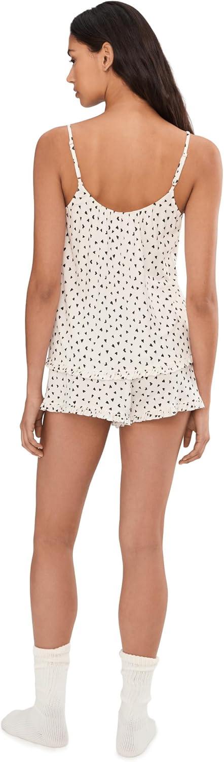 image:imageEberjey womens Gisele Printed the Ruffle Cami amp Shorts SetHeart to HeartBlack 1