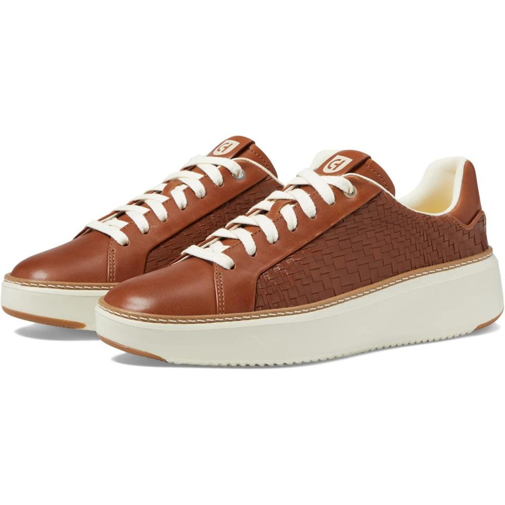 image:imageCole Haan Womens Grandpro Topspin SneakersBritish Tan Woven LeatherOptic White