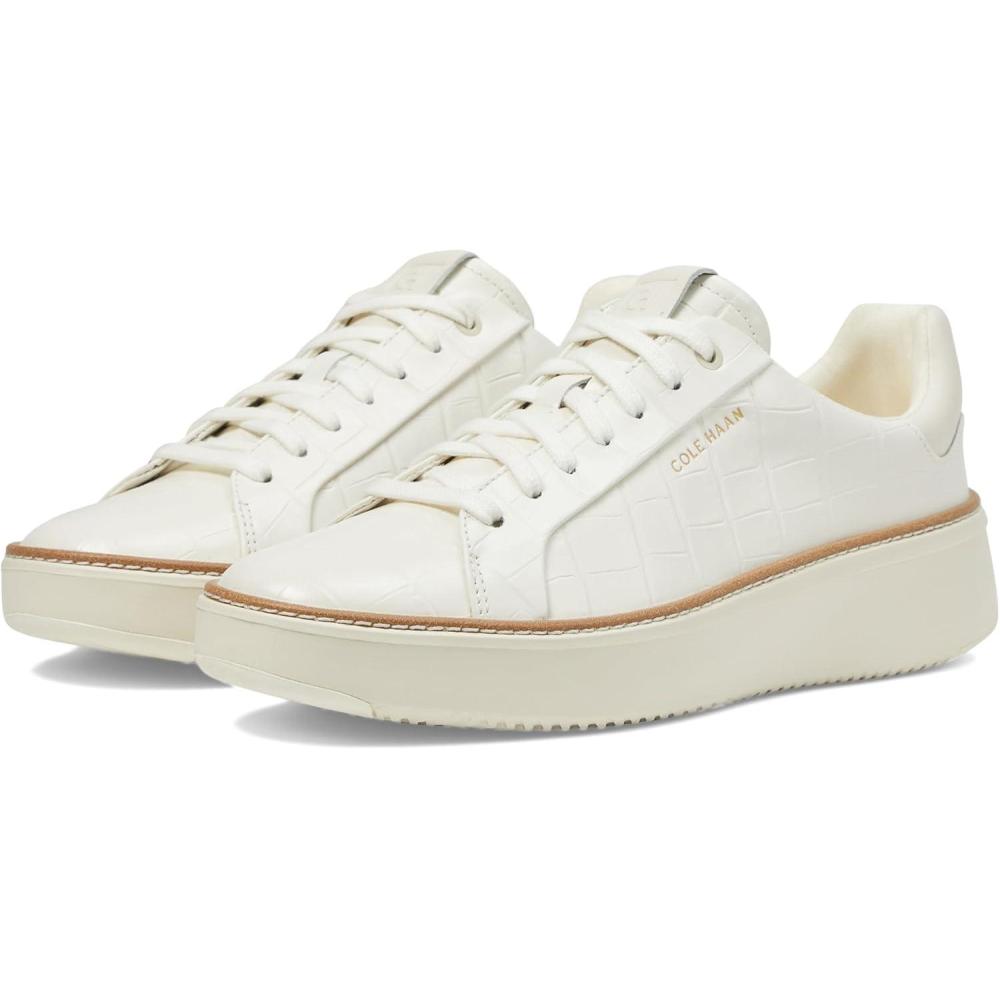 image:imageCole Haan Womens Grandpro Topspin SneakersIvory Crocodile Print Leather