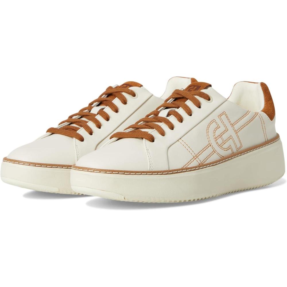 image:imageCole Haan Womens Grandpro Topspin SneakersIvory LeatherTobacco Suede