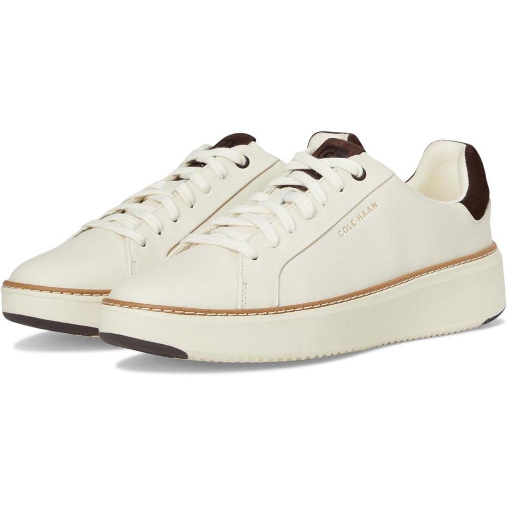 image:imageCole Haan Womens Grandpro Topspin SneakersIvoryDark Chocolate Suede