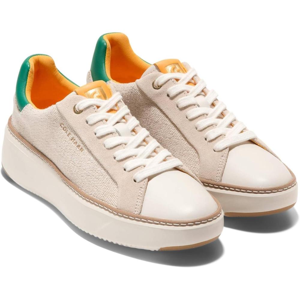 image:imageCole Haan Womens Grandpro Topspin SneakersNatural CanvasIvoryGreen Jacket