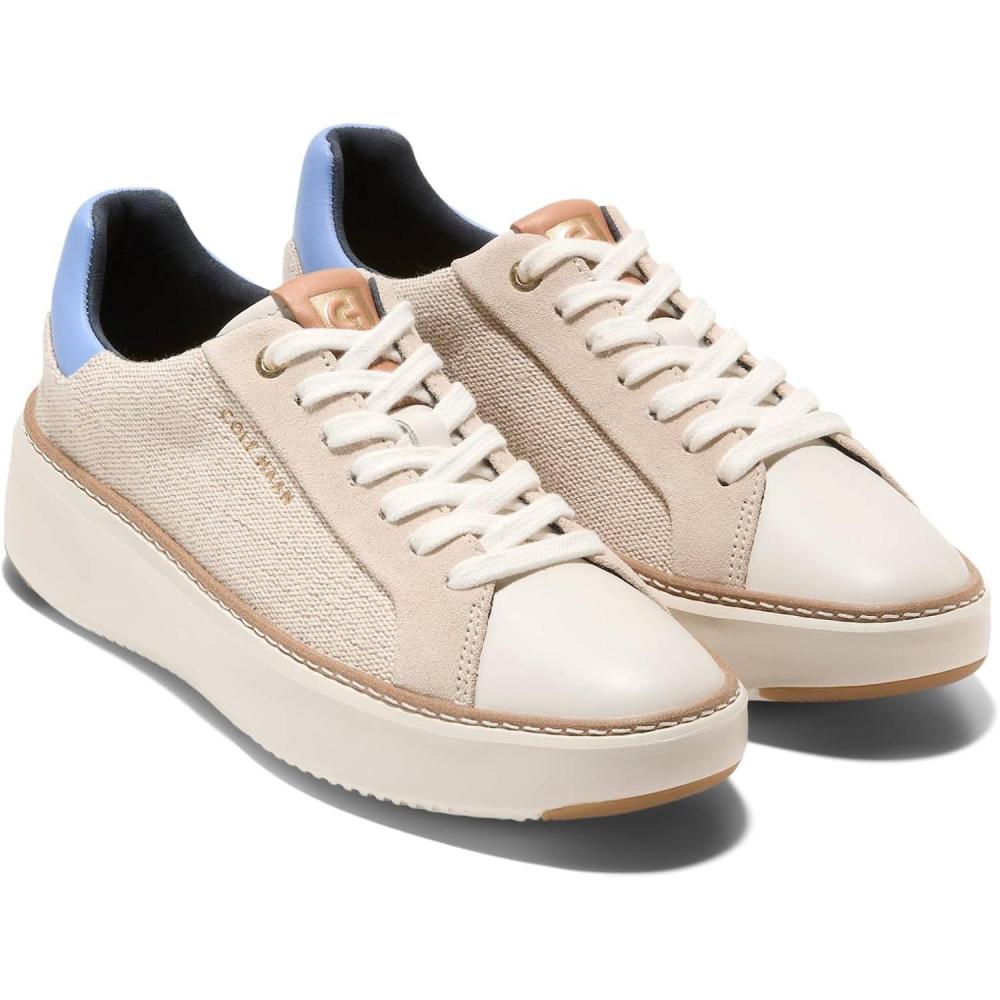 image:imageCole Haan Womens Grandpro Topspin SneakersNatural CanvasIvoryVista Blue