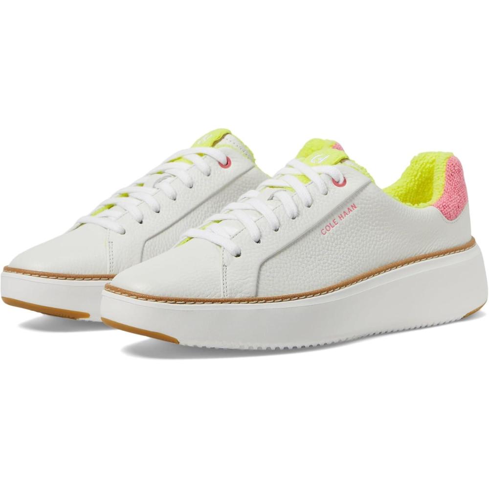 image:imageCole Haan Womens Grandpro Topspin SneakersOptic White Tumbled LeatherCamelia Rose Terry