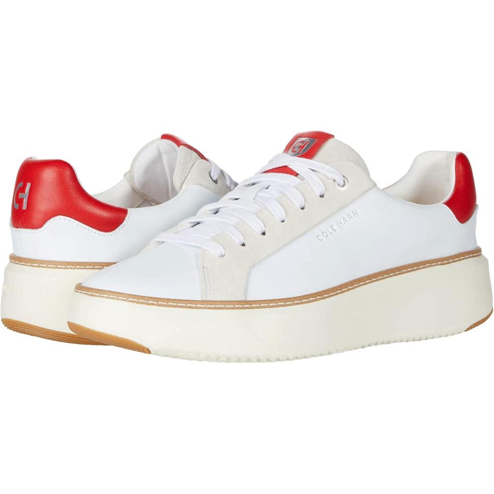 image:imageCole Haan Womens Grandpro Topspin SneakersOptic WhiteMolten Lava Leather
