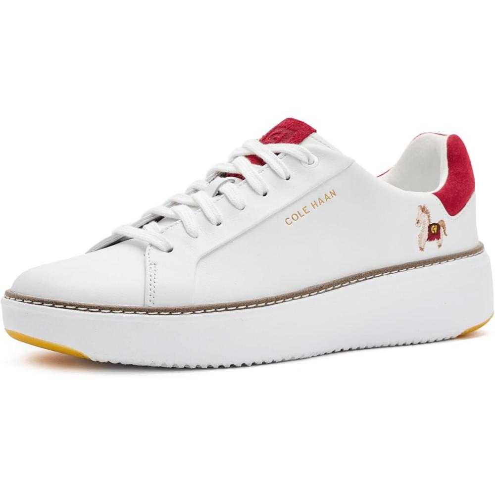 image:imageCole Haan Womens Grandpro Topspin SneakersWhiteRio Red Suede
