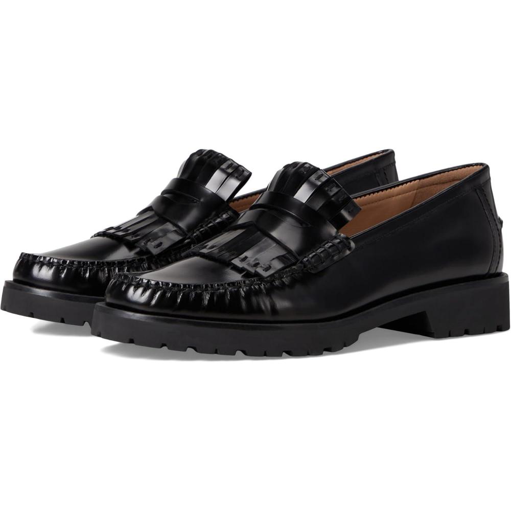 image:imageCole Haan Womens Treena Lug Kiltie Loafers FlatBlack Box Leather