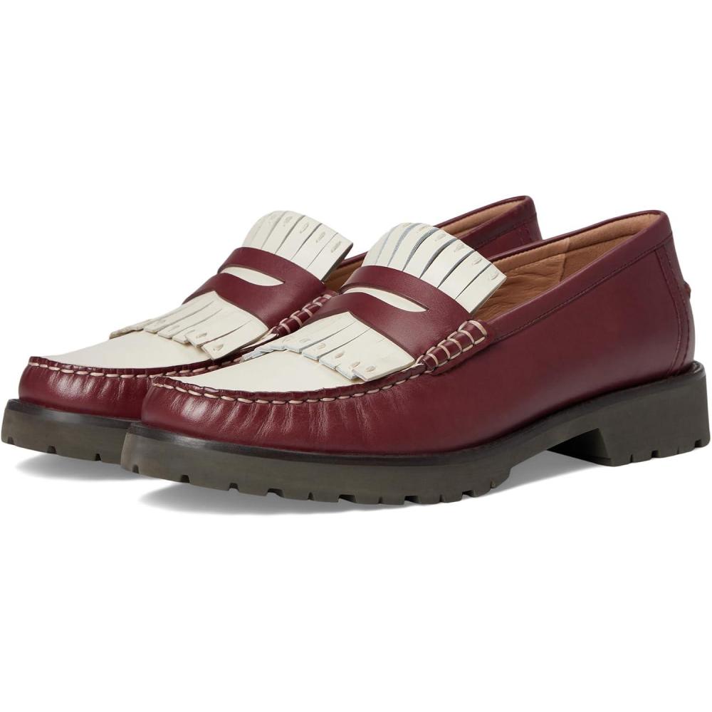 image:imageCole Haan Womens Treena Lug Kiltie Loafers FlatBlack Garnet Leather
