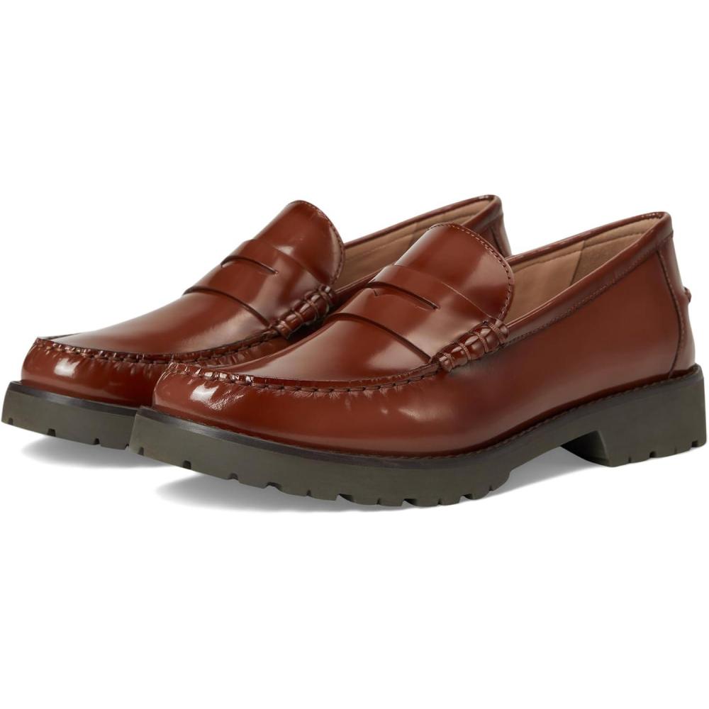 image:imageCole Haan Womens Treena Lug Loafers FlatDark Cuoio Box Leather