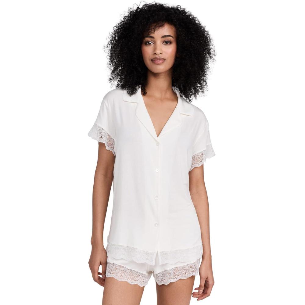 image:imageEberjey Womens Malou Lace Shorts Pajama SetIvory
