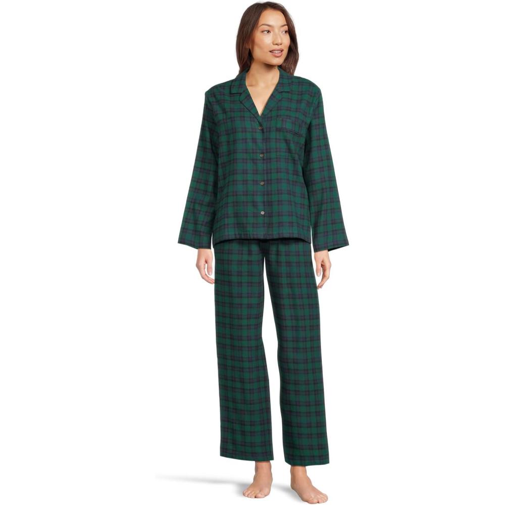 image:imageEberjey womens Flannel Long Pj SetBlack Watch Tartan RainforestNa