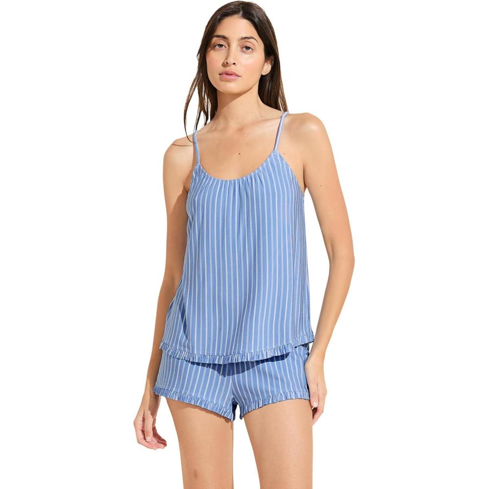 image:imageEberjey womens Gisele Printed the Ruffle Cami amp Shorts SetNordic Stripes VistaBlue