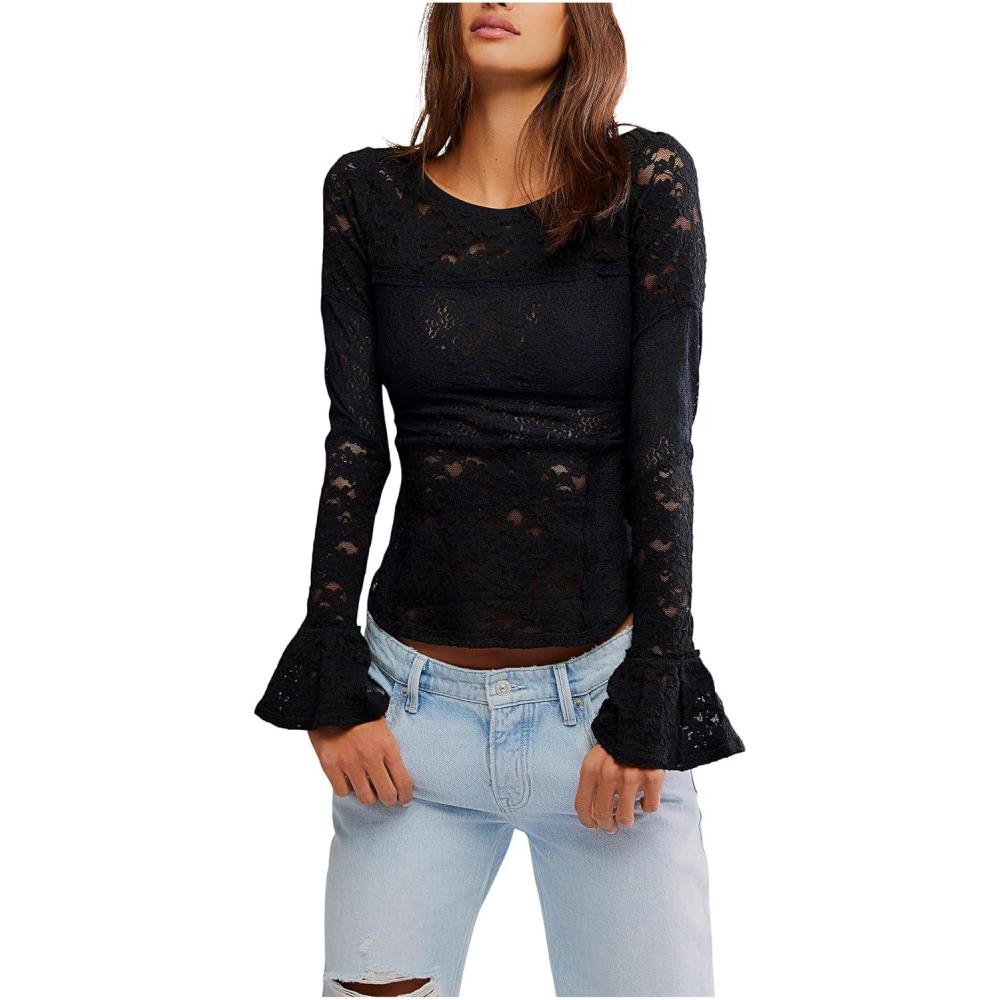 image:imageFree People Womens Lace Layering Long SleeveBlack