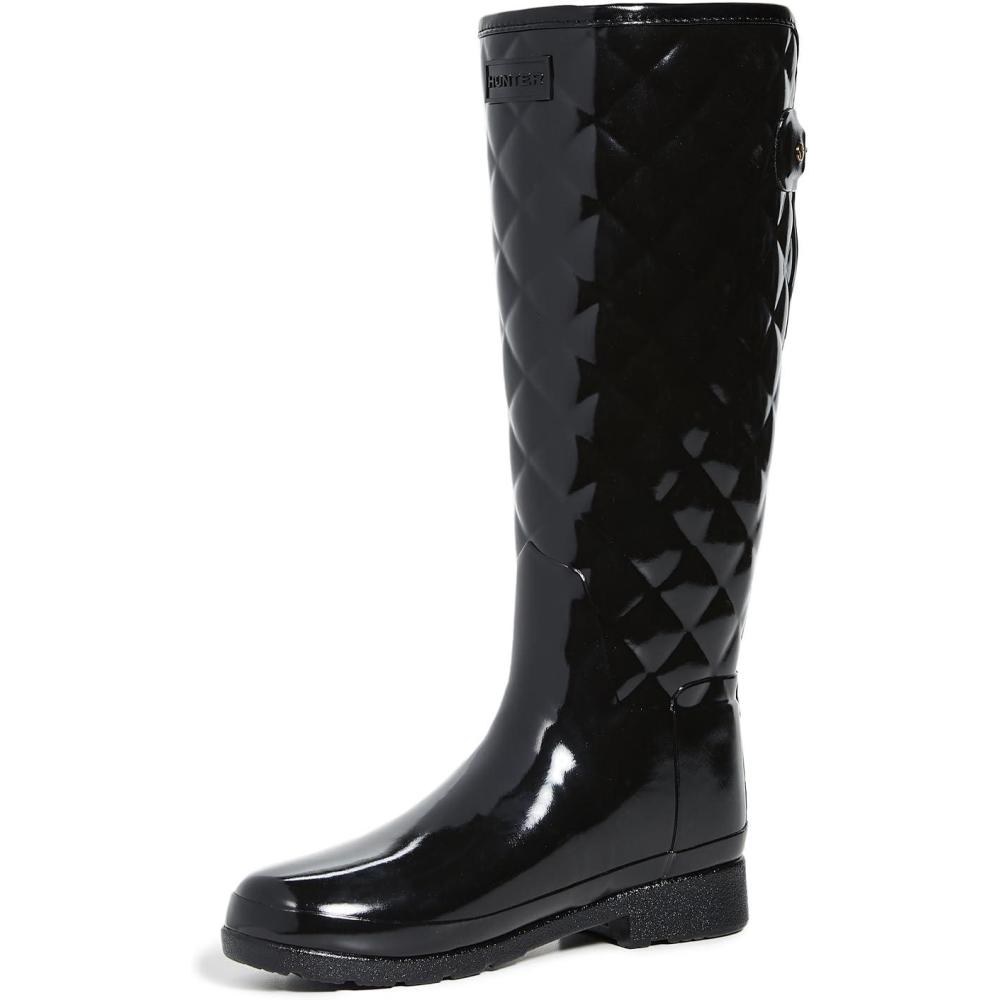 image:imageHunter womens Refined Tall Quilted GlossRain BootBlack